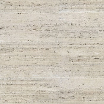 Travertine horizontal nonuniform lines of brown, grey, and cream. With a few darker brown small spots
